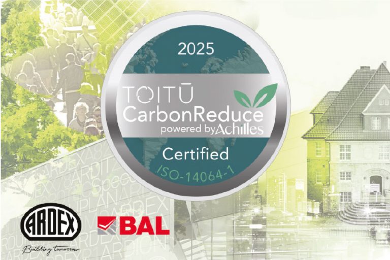 ARDEX UK and BAL Retain ISO 14064-1 Certification and Achieve Gold Status for Five Consecutive Years of CO2 Reductions